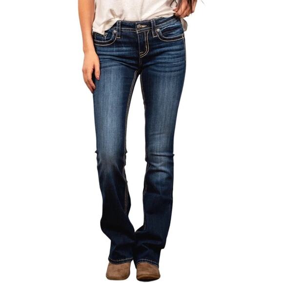 MISS ME Chloe Sim Boot Studded Rhinestones High Rise Jeans M3516SB Size 30